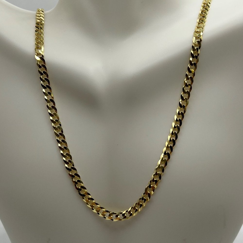 Gold 22" Miami Cuban Curb Chain - 925 Italy - Ladies/Men/Unisex